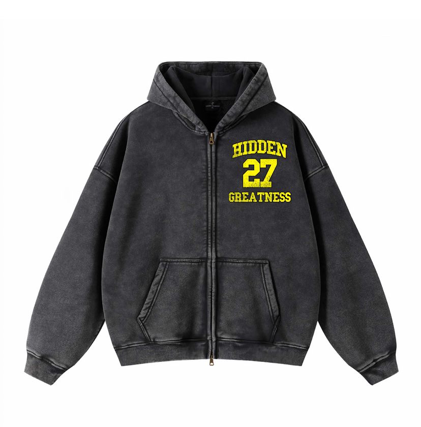 27 CLUB ZIP UP ACID WASH HOODIE